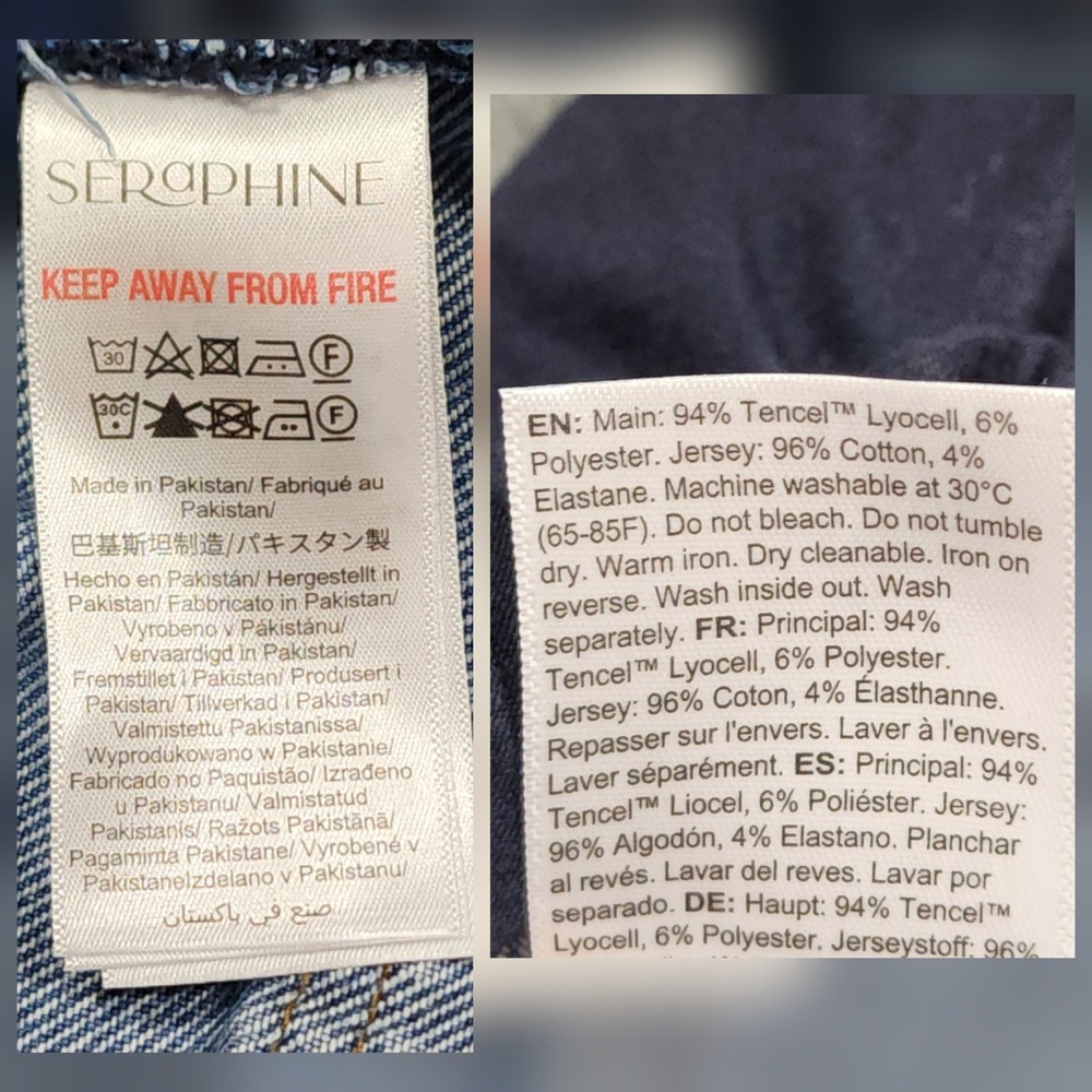 Seraphine Wide Leg Jeans 8 Wom Emmett Light Blue Mid Bump Tencel Maternity Denim - Picture 4 of 14